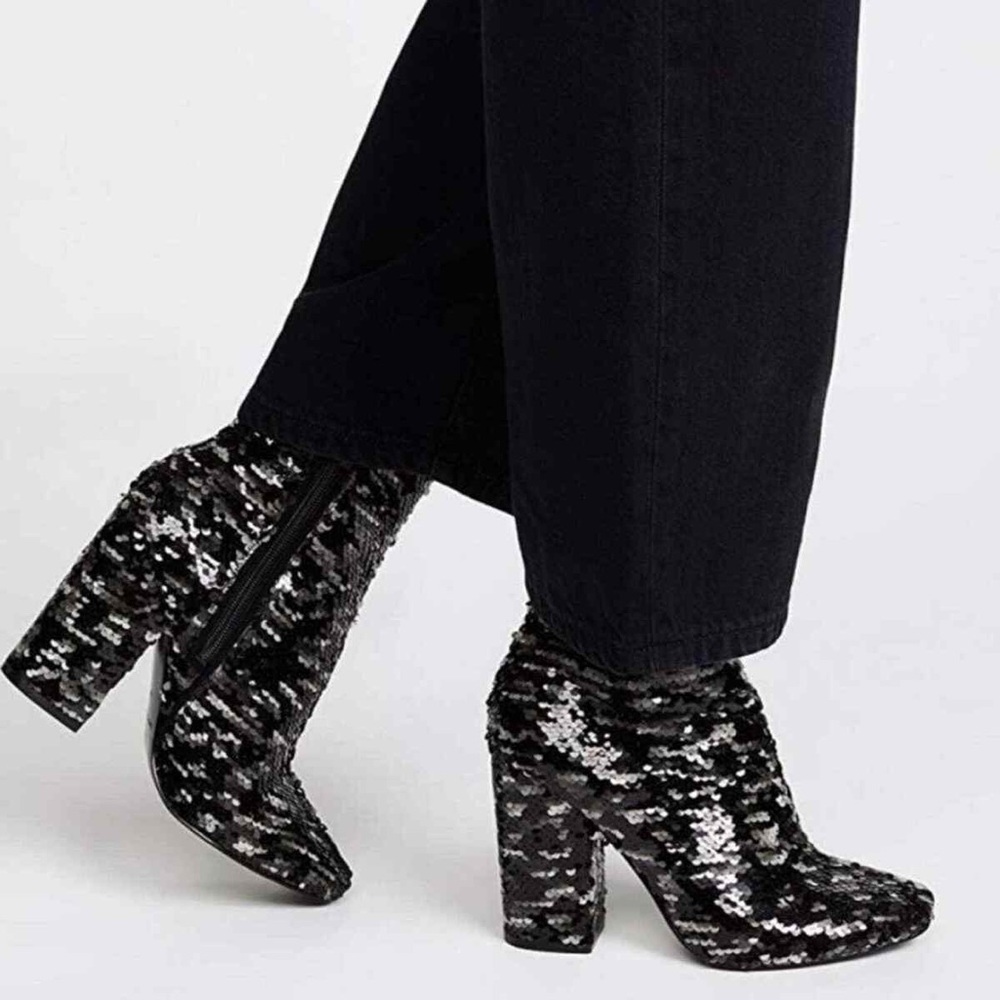 NWOT Kendall & Kylie | Black & Silver Sequin Block Heel Boots | Fits like 8.5